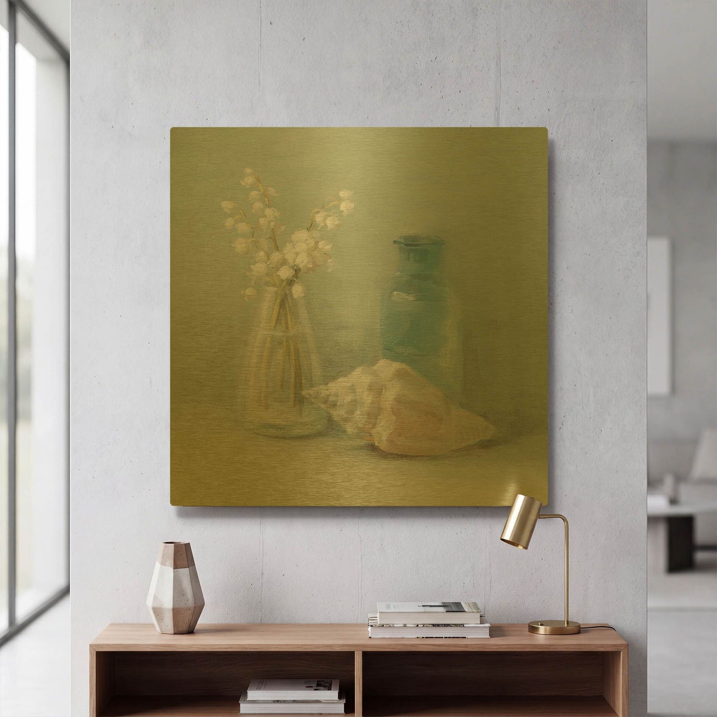 'Lily of the Valley Spa' By Danhui Nai Gold Metal Wall Art