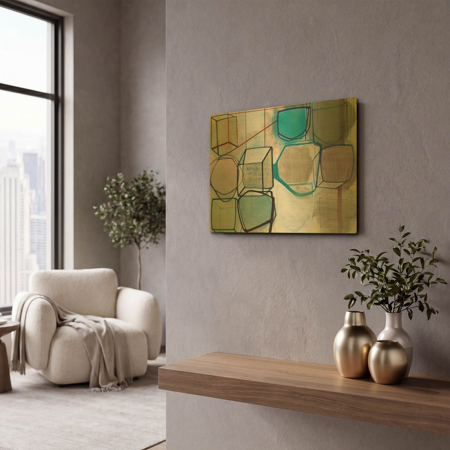 'Paper Abstract 3' By Naomi Taitz Duffy Gold Metal Wall Art