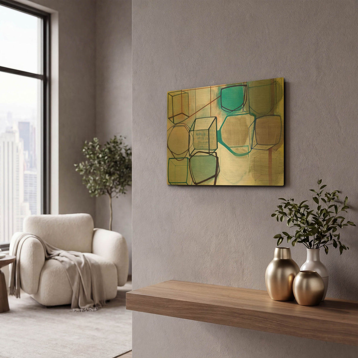 'Paper Abstract 3' By Naomi Taitz Duffy Gold Metal Wall Art