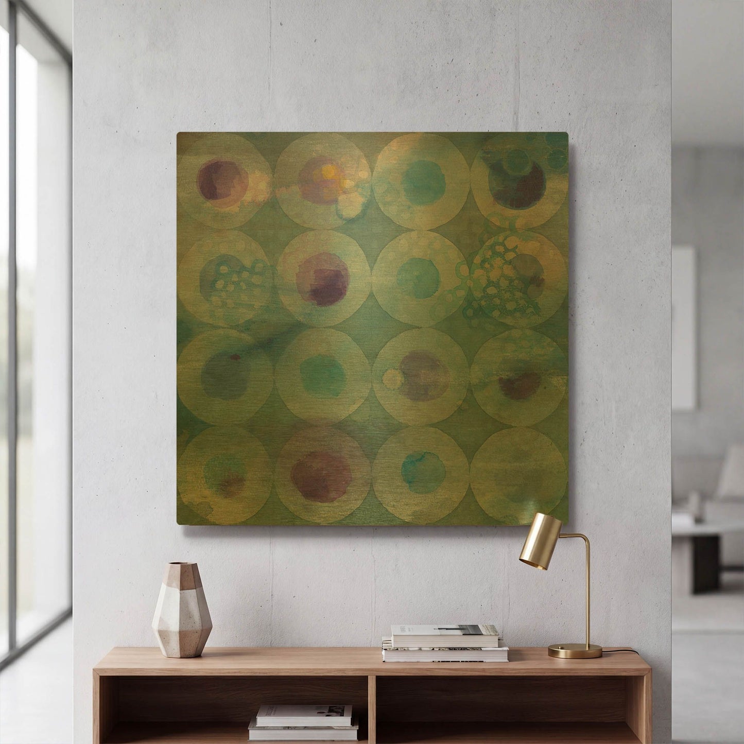 'Touching Circles II' By Danhui Nai Gold Metal Wall Art