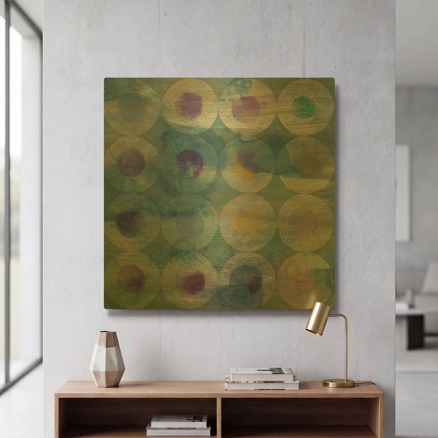 'Touching Circles III' By Danhui Nai Gold Metal Wall Art