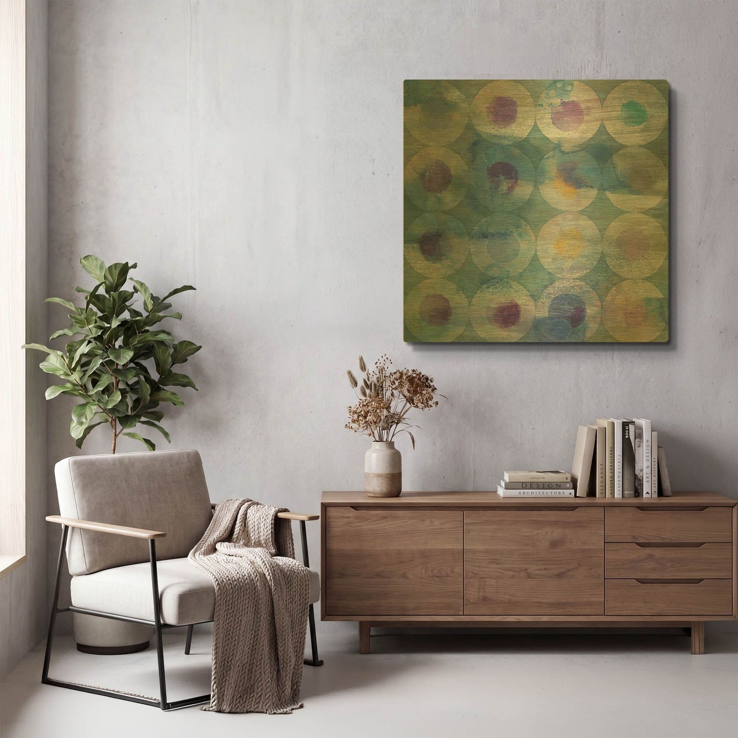 'Touching Circles III' By Danhui Nai Gold Metal Wall Art