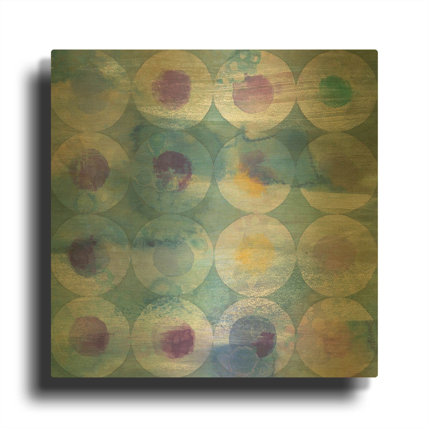 'Touching Circles III' By Danhui Nai Gold Metal Wall Art