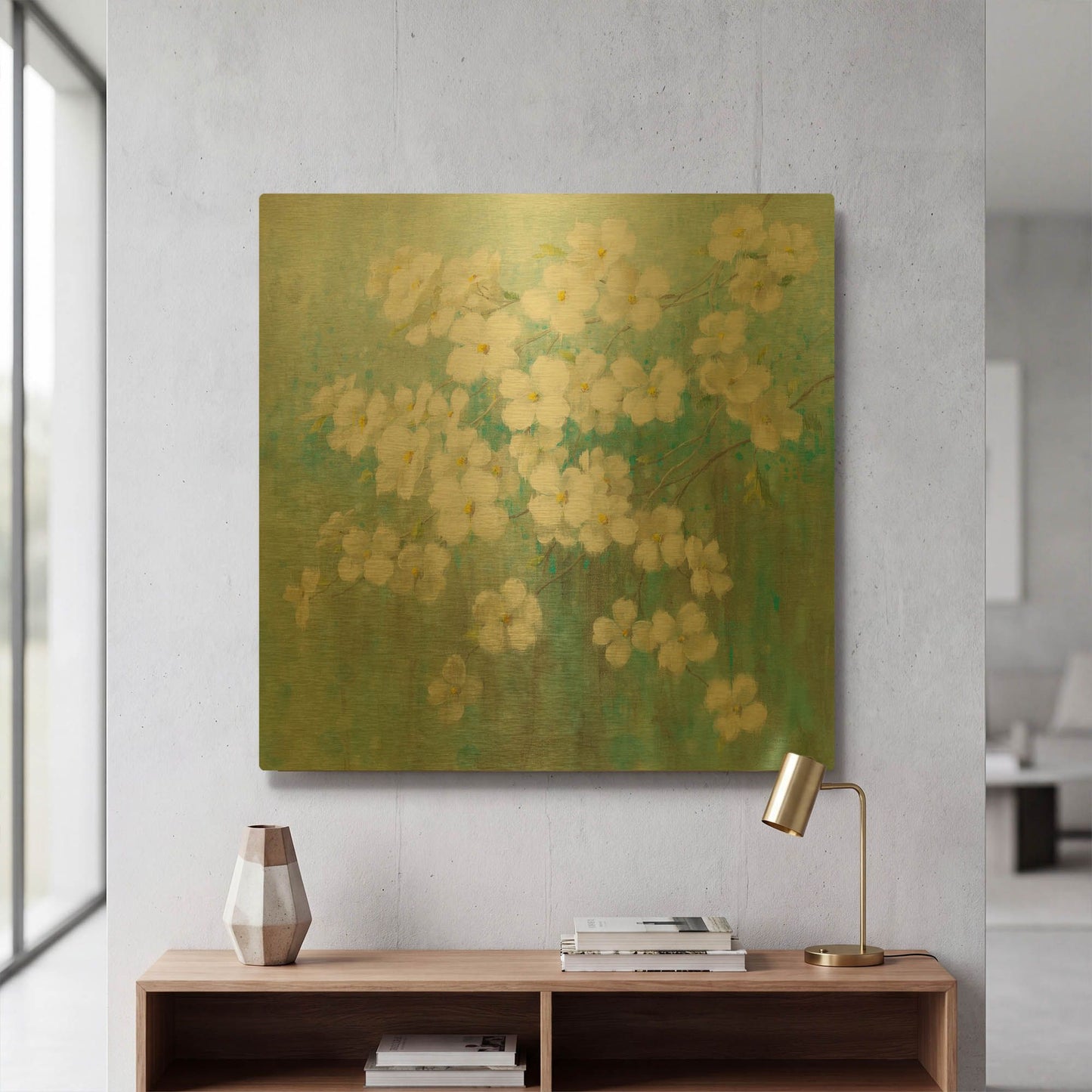 'Spring Dream I Abstract' By Danhui Nai Gold Metal Wall Art