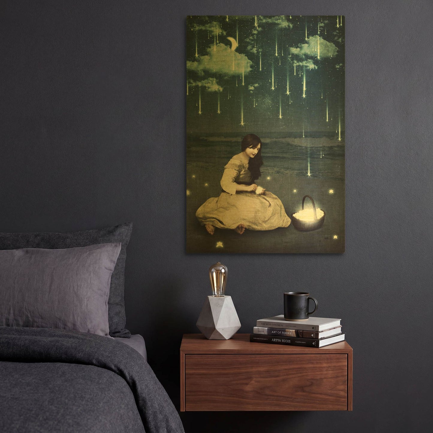 'A Basket of Wishes' By Paula Belle Flores Gold Metal Wall Art