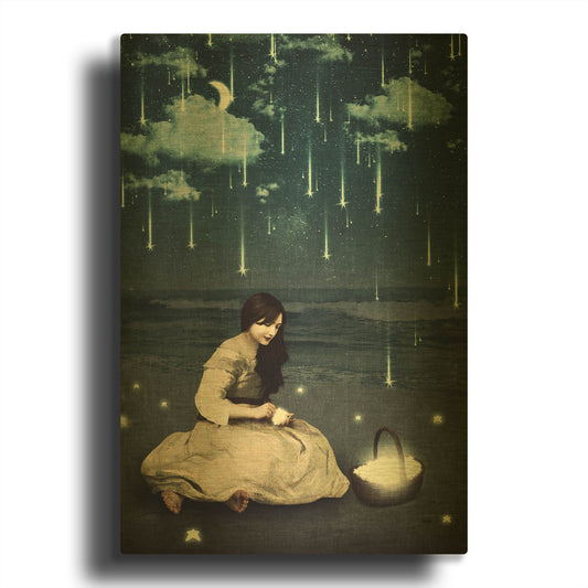 'A Basket of Wishes' By Paula Belle Flores Gold Metal Wall Art