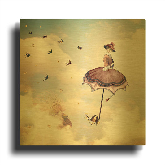 'Another Kind of Mary Poppins' By Paula Belle Flores Gold Metal Wall Art