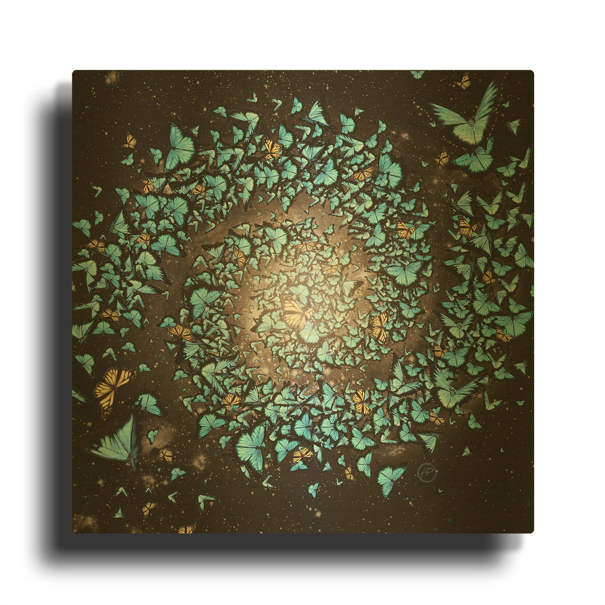 'Butterfly Galaxy' By Paula Belle Flores Gold Metal Wall Art
