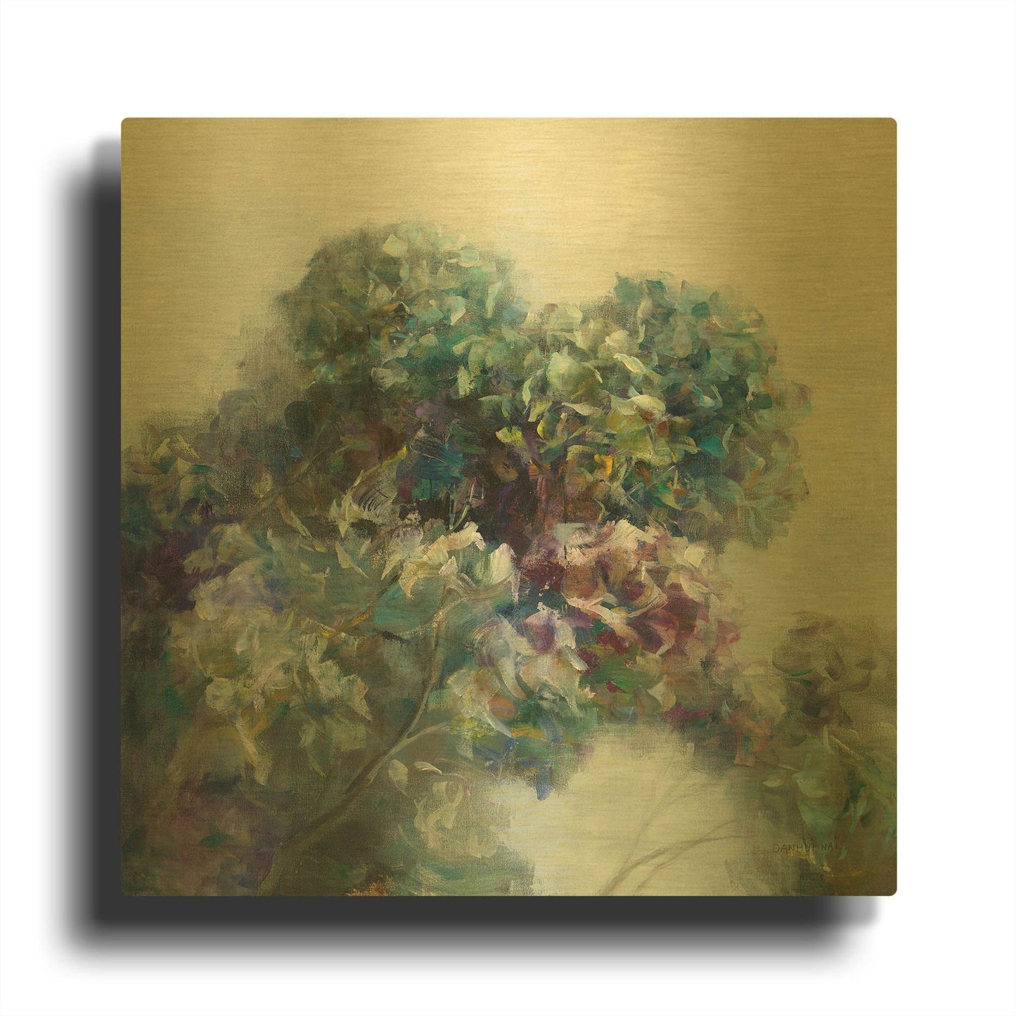 'Abstract Hydrangea' By Danhui Nai Gold Metal Wall Art