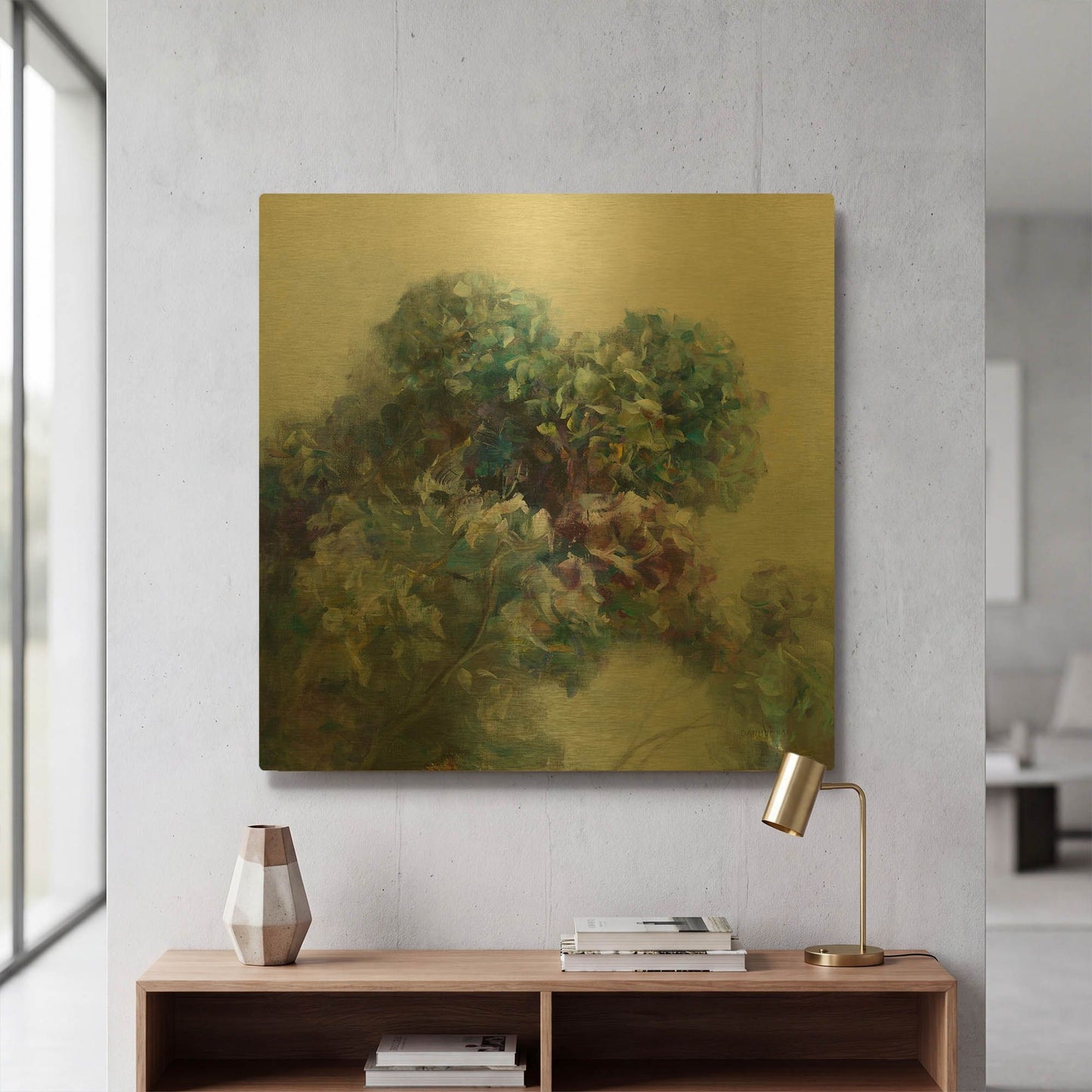 'Abstract Hydrangea' By Danhui Nai Gold Metal Wall Art