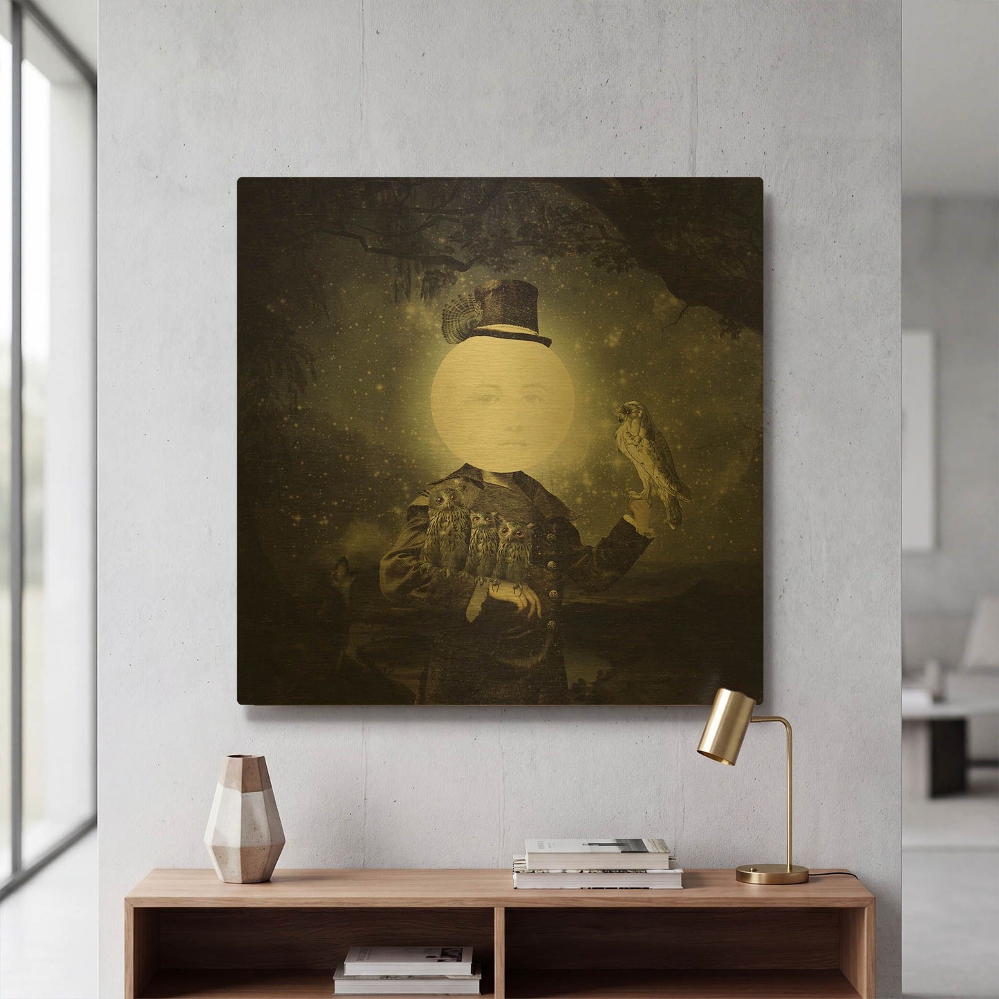 'Full Moon' By Paula Belle Flores Gold Metal Wall Art