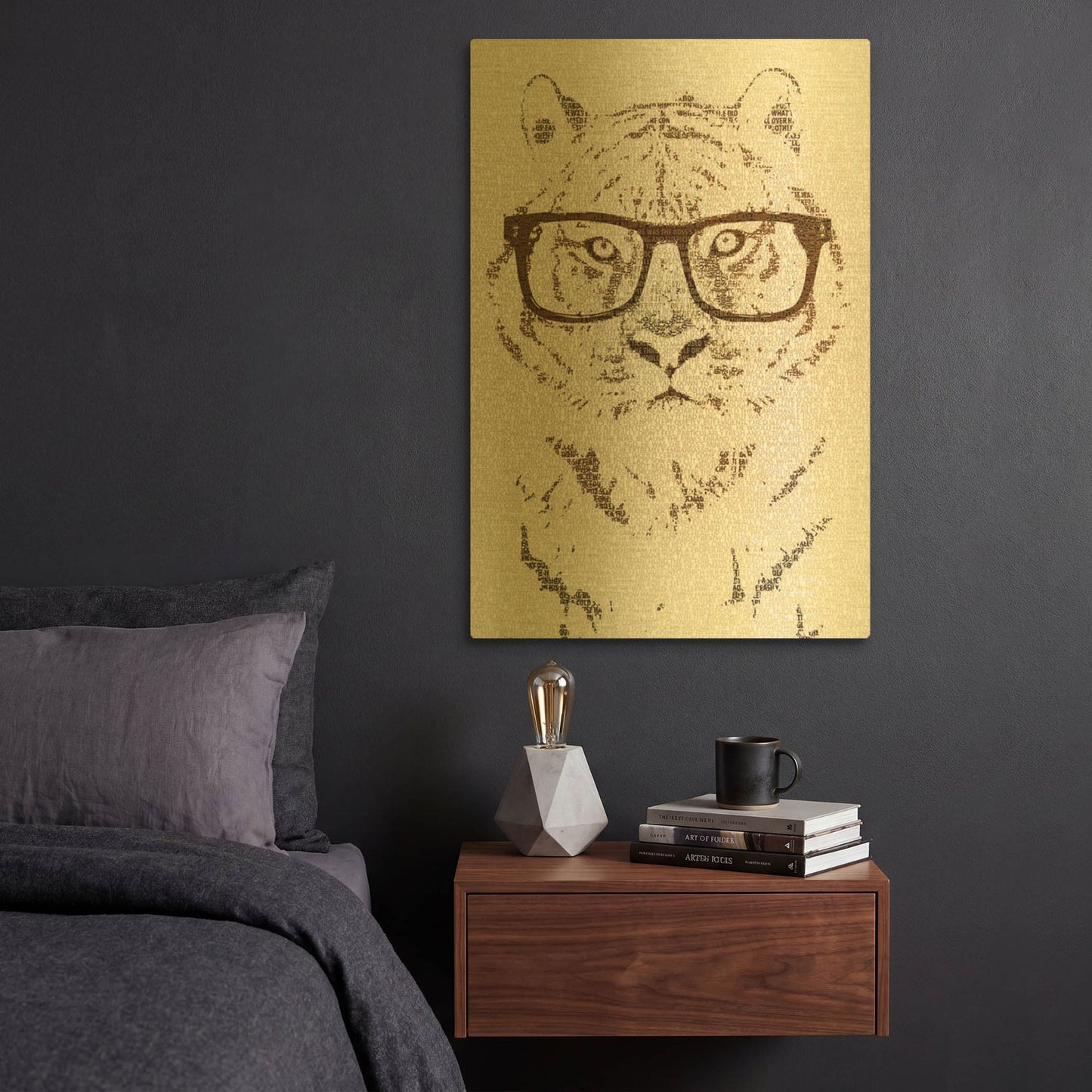 'Hipster Tiger' By Paula Belle Flores Gold Metal Wall Art