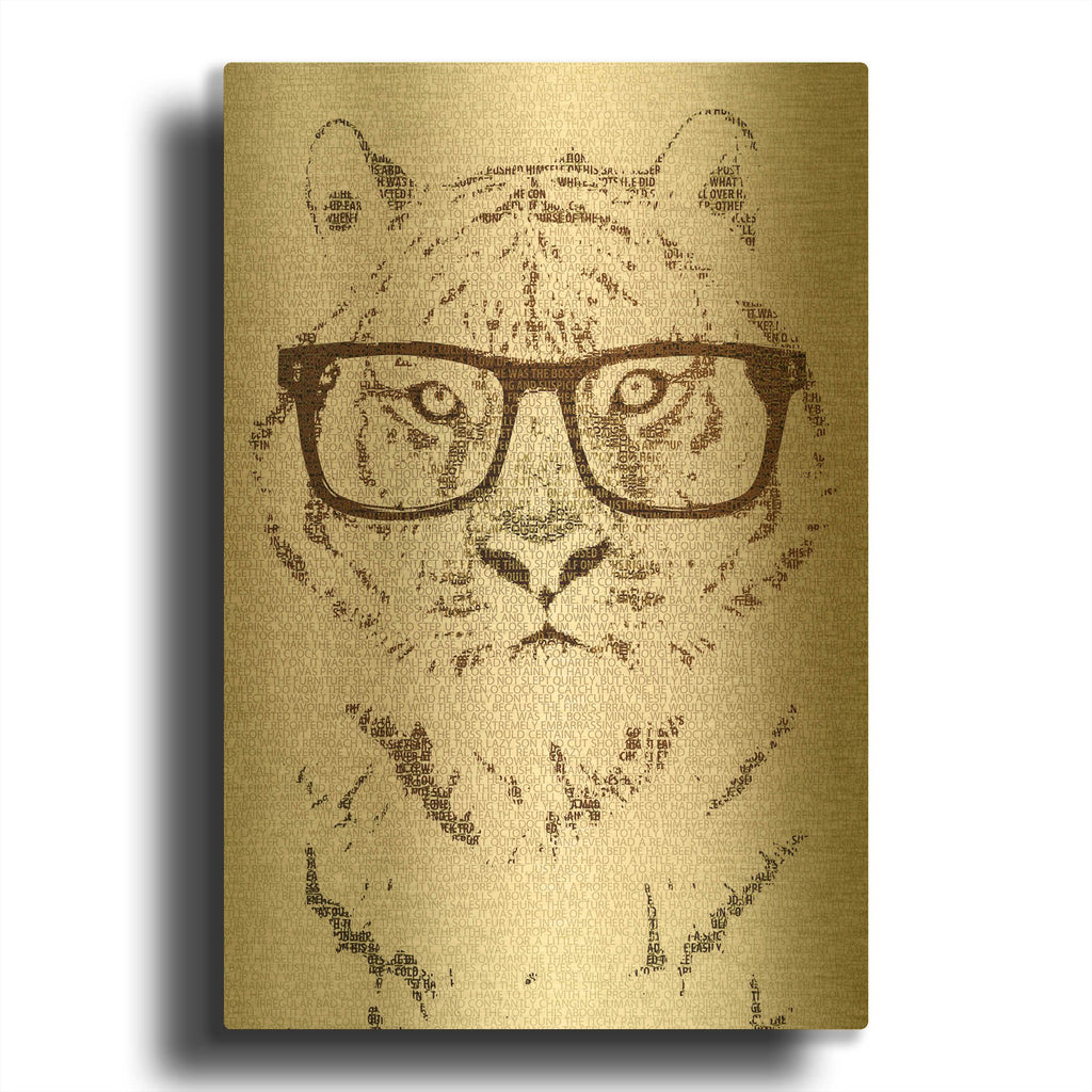 'Hipster Tiger' By Paula Belle Flores Gold Metal Wall Art