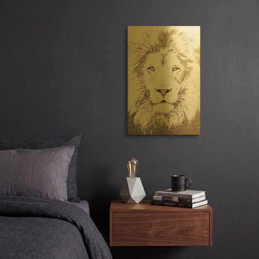 'Lion' By Paula Belle Flores Gold Metal Wall Art