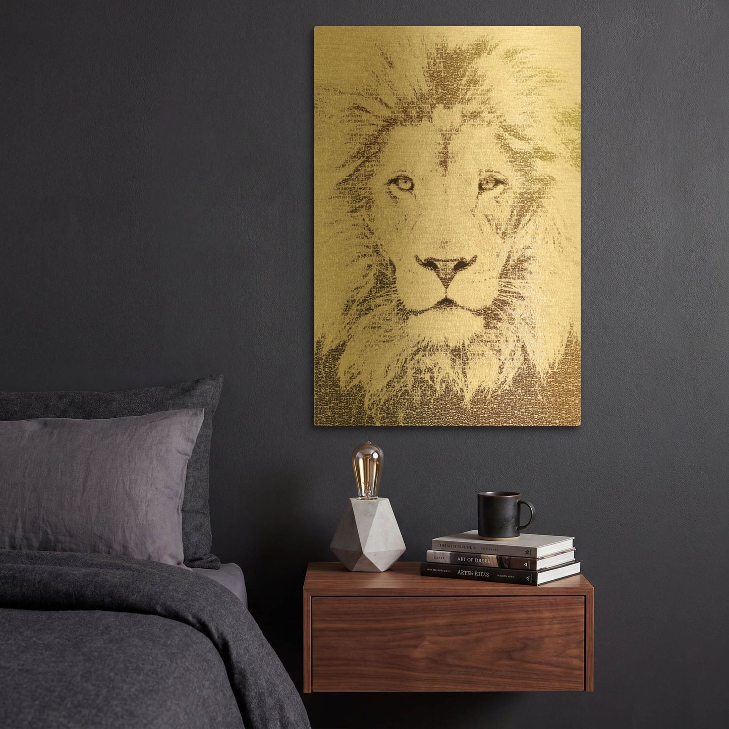 'Lion' By Paula Belle Flores Gold Metal Wall Art