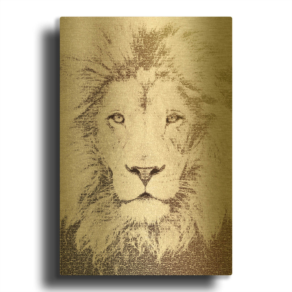 'Lion' By Paula Belle Flores Gold Metal Wall Art