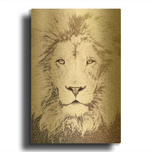 'Lion' By Paula Belle Flores Gold Metal Wall Art