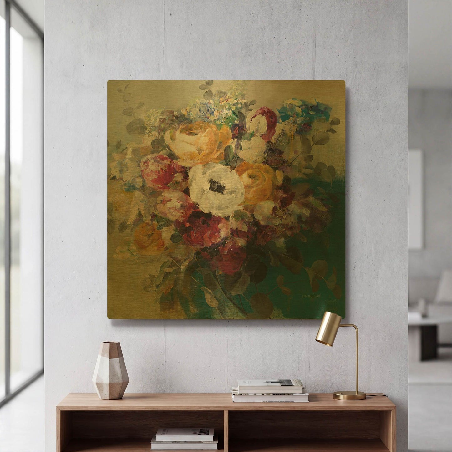 'Fall Bouquet' By Danhui Nai Gold Metal Wall Art