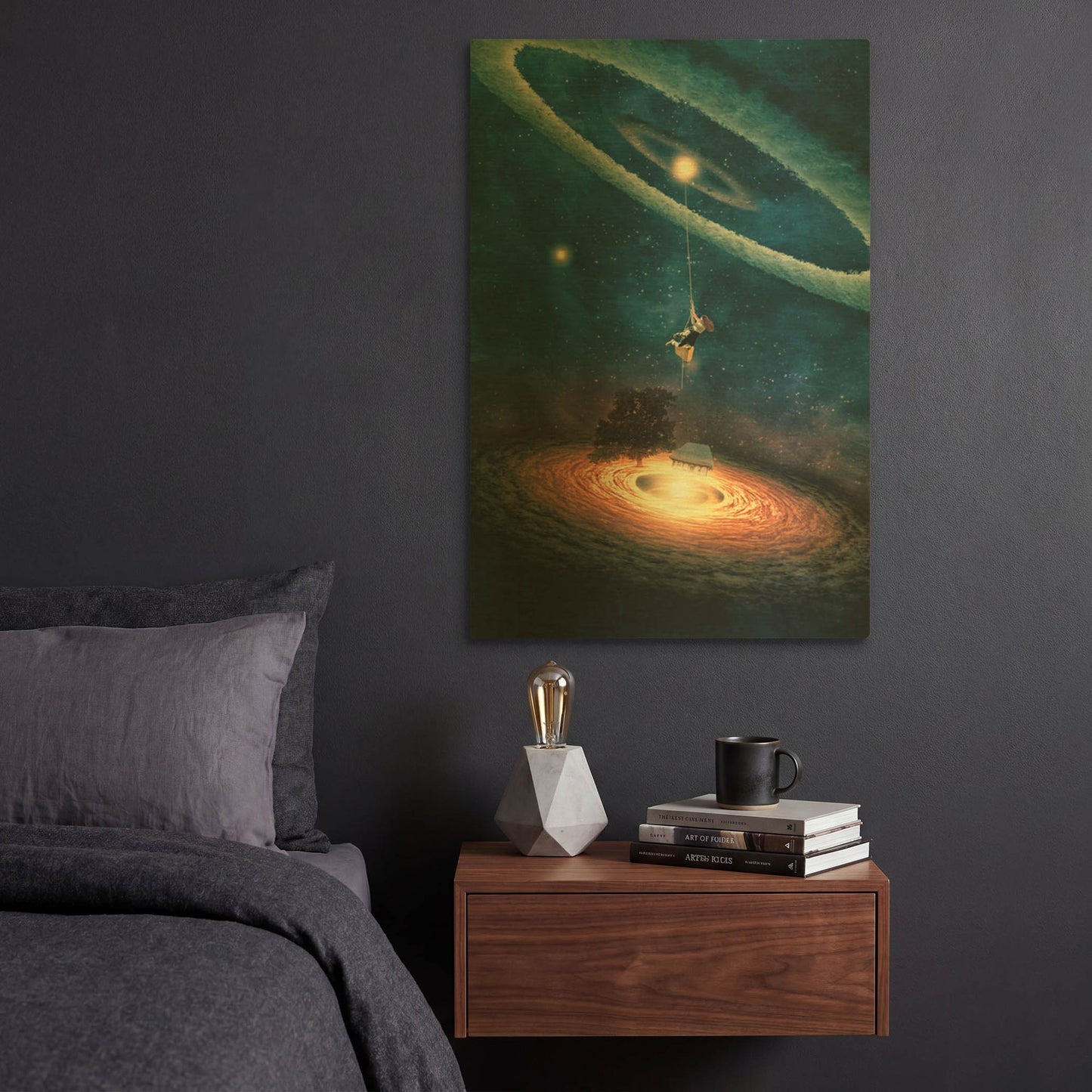 'My Dream House in Another Galaxy' By Paula Belle Flores Gold Metal Wall Art