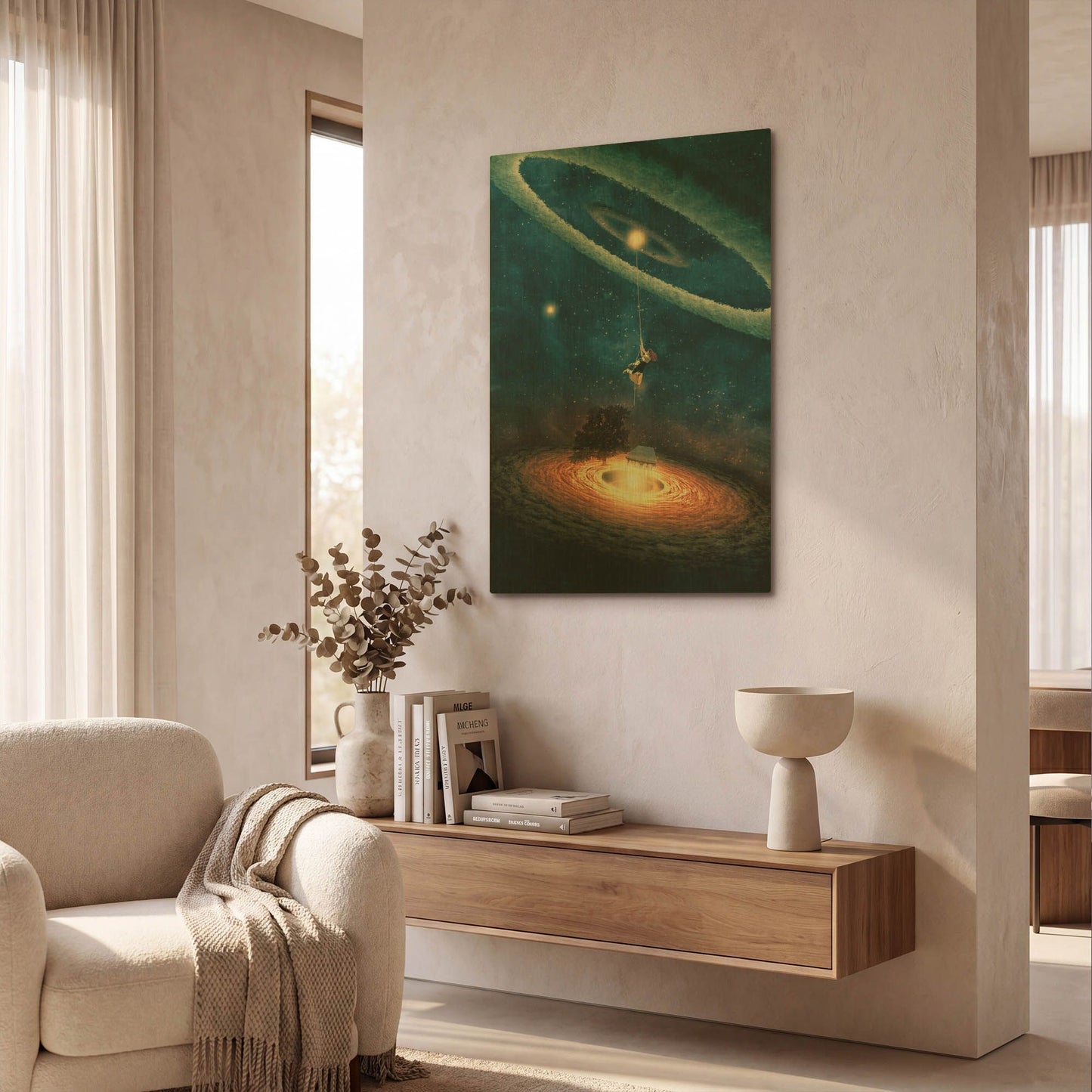 'My Dream House in Another Galaxy' By Paula Belle Flores Gold Metal Wall Art