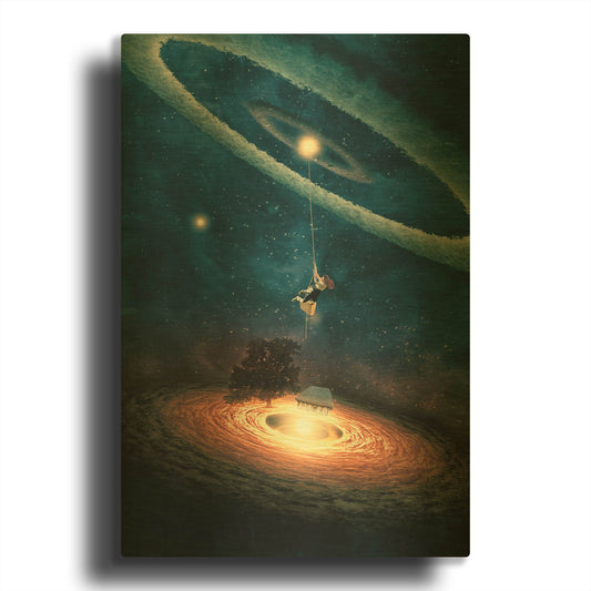 'My Dream House in Another Galaxy' By Paula Belle Flores Gold Metal Wall Art