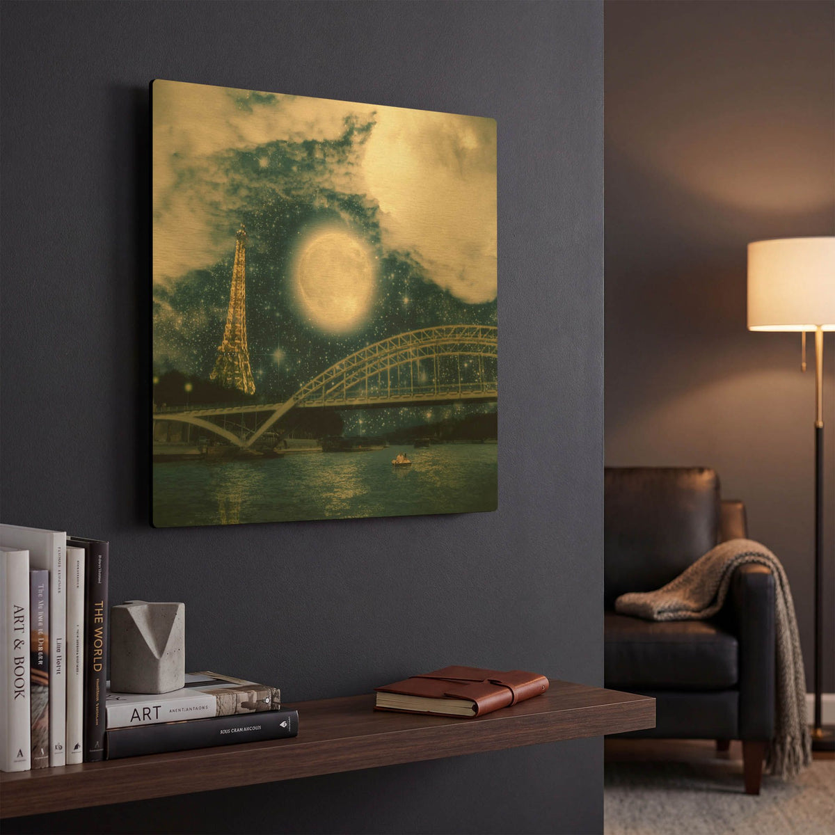 'One Starry Night in Paris' By Paula Belle Flores Gold Metal Wall Art