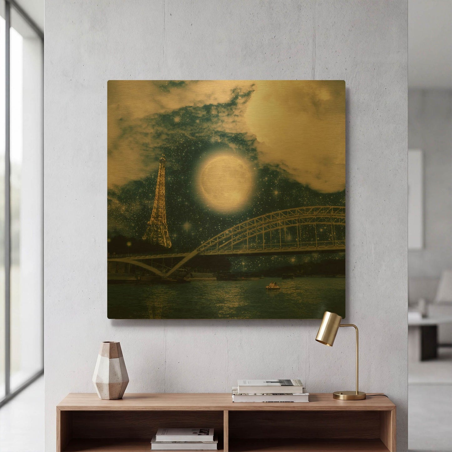 'One Starry Night in Paris' By Paula Belle Flores Gold Metal Wall Art