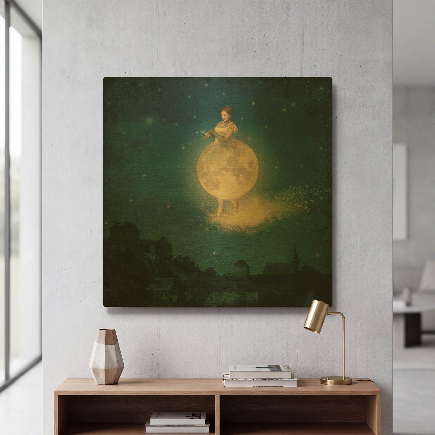 'Shhh Lady Night is Coming' By Paula Belle Flores Gold Metal Wall Art