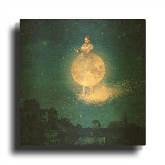 'Shhh Lady Night is Coming' By Paula Belle Flores Gold Metal Wall Art