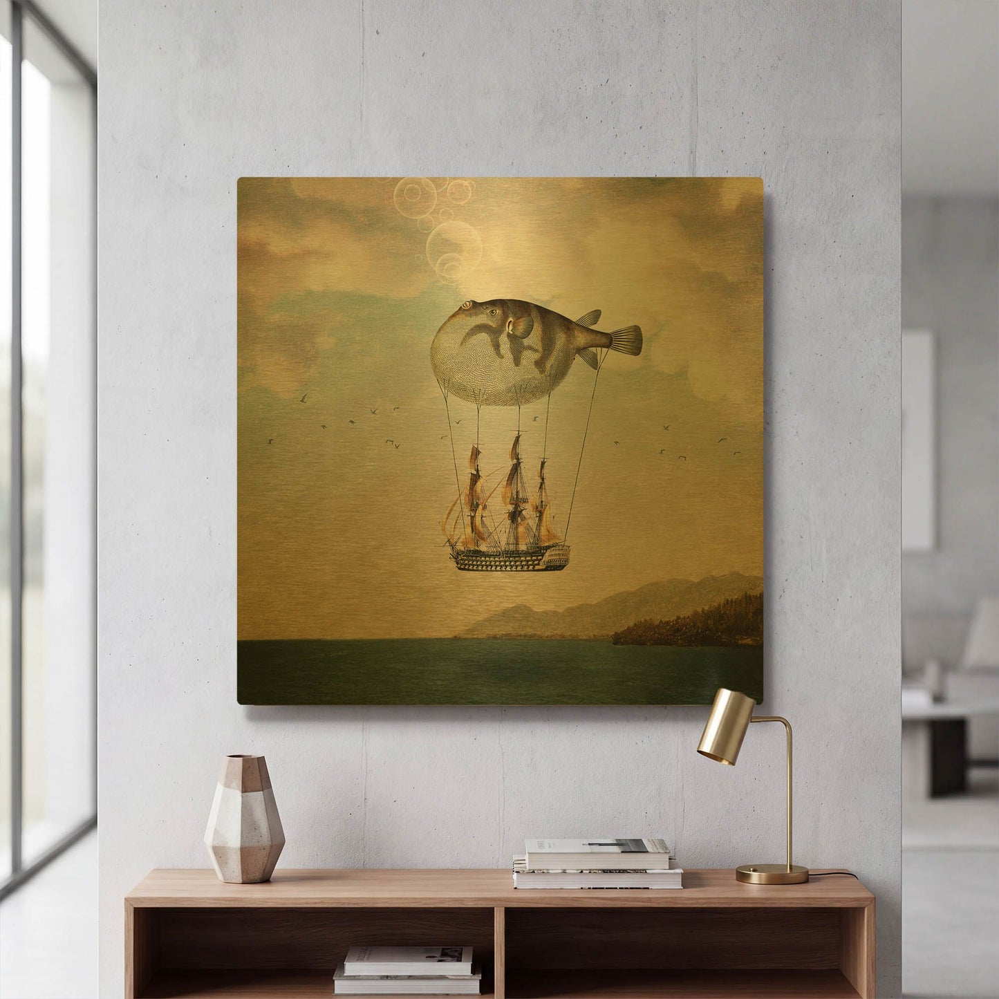 'The Big Journey' By Paula Belle Flores Gold Metal Wall Art