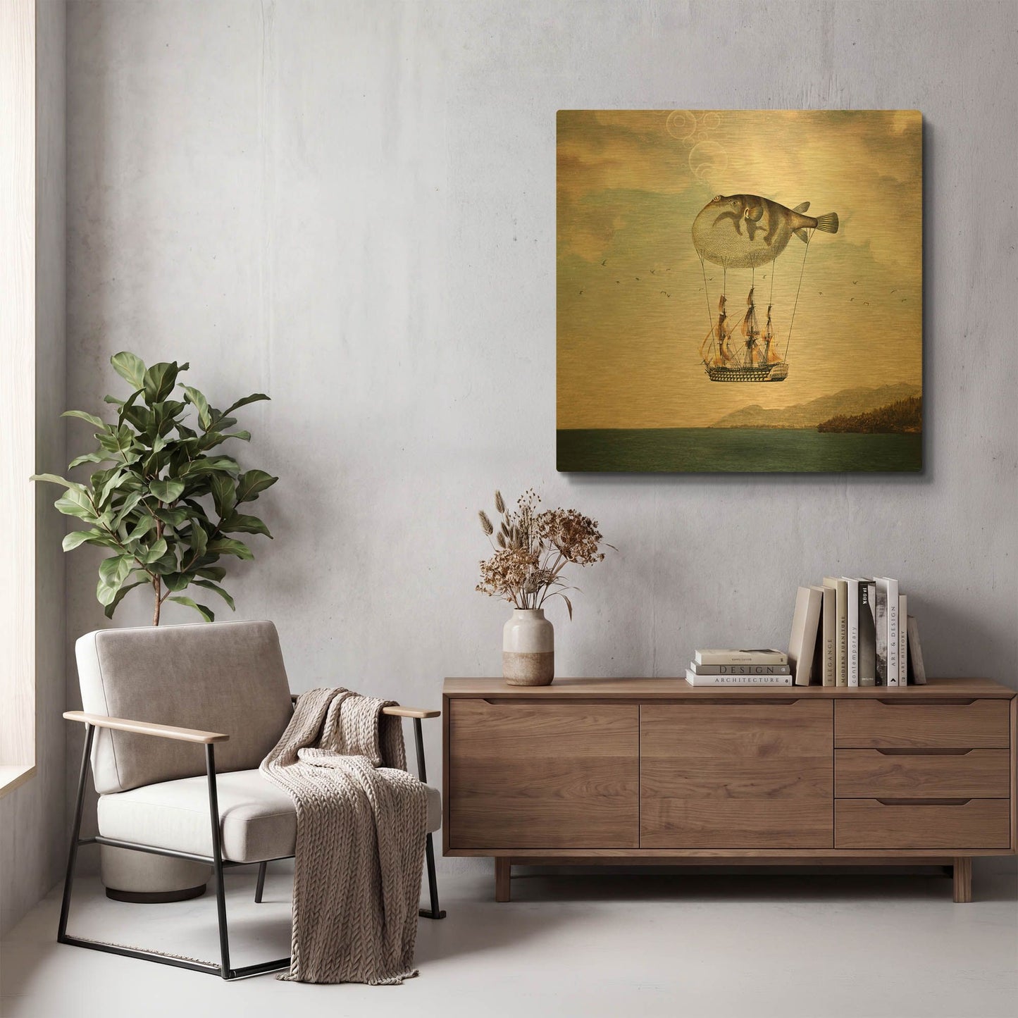 'The Big Journey' By Paula Belle Flores Gold Metal Wall Art