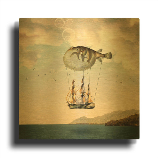 'The Big Journey' By Paula Belle Flores Gold Metal Wall Art
