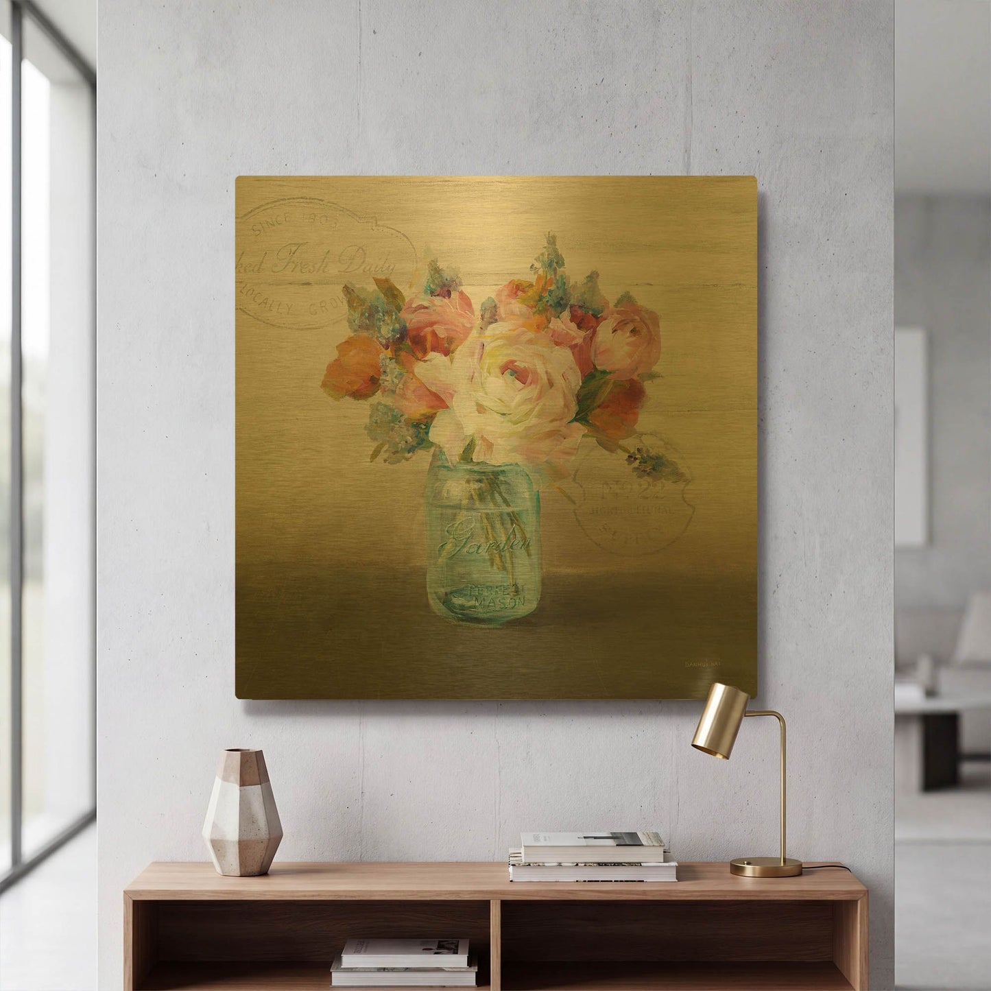 'French Cottage Bouquet II Mothers' By Danhui Nai Gold Metal Wall Art