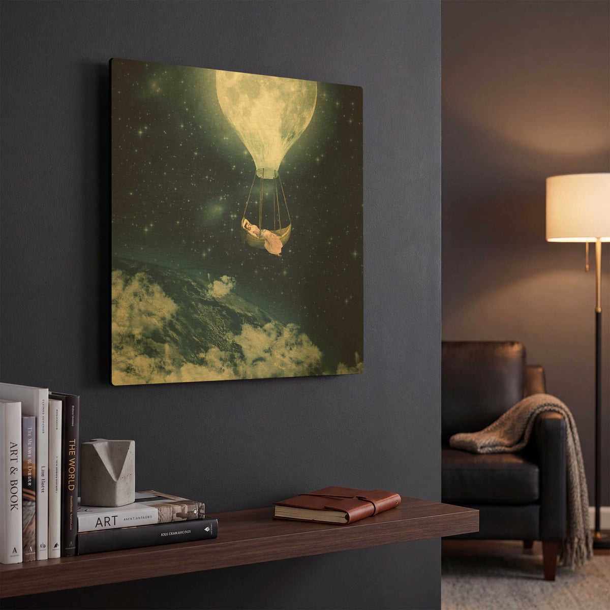 'The Moon Carries Me Away' By Paula Belle Flores Gold Metal Wall Art
