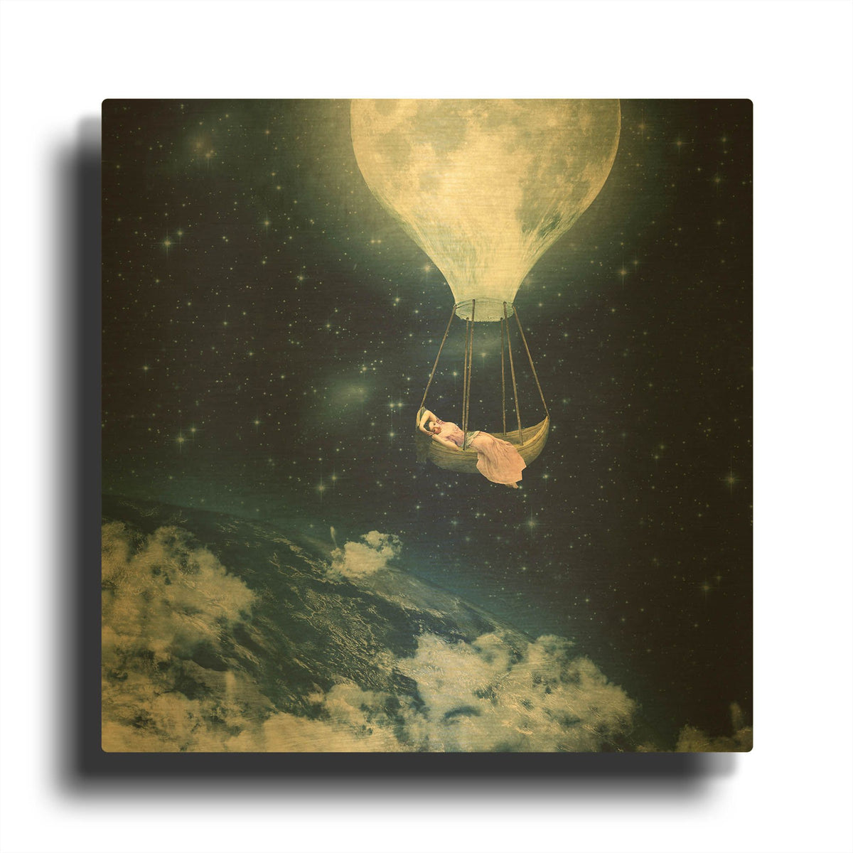 'The Moon Carries Me Away' By Paula Belle Flores Gold Metal Wall Art