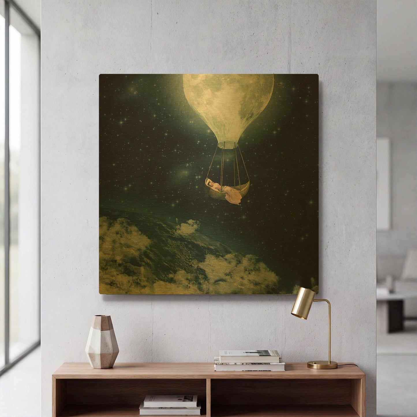 'The Moon Carries Me Away' By Paula Belle Flores Gold Metal Wall Art