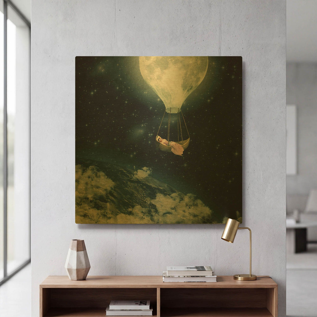 'The Moon Carries Me Away' By Paula Belle Flores Gold Metal Wall Art