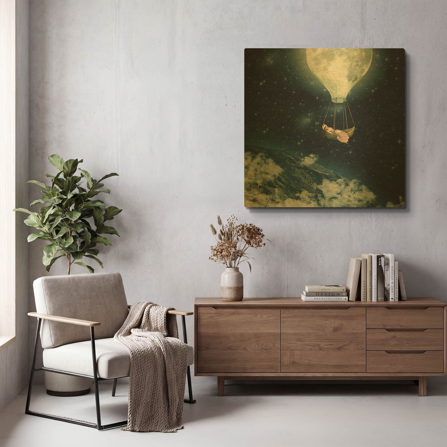 'The Moon Carries Me Away' By Paula Belle Flores Gold Metal Wall Art