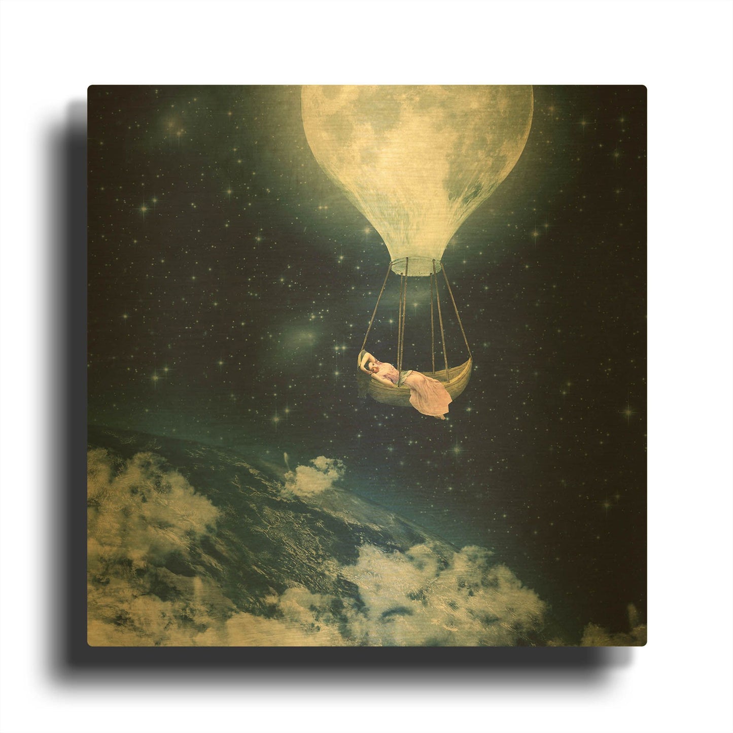 'The Moon Carries Me Away' By Paula Belle Flores Gold Metal Wall Art