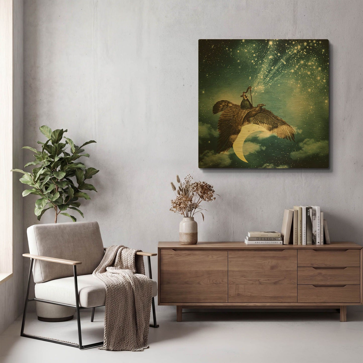 'The Night Goddess' By Paula Belle Flores Gold Metal Wall Art