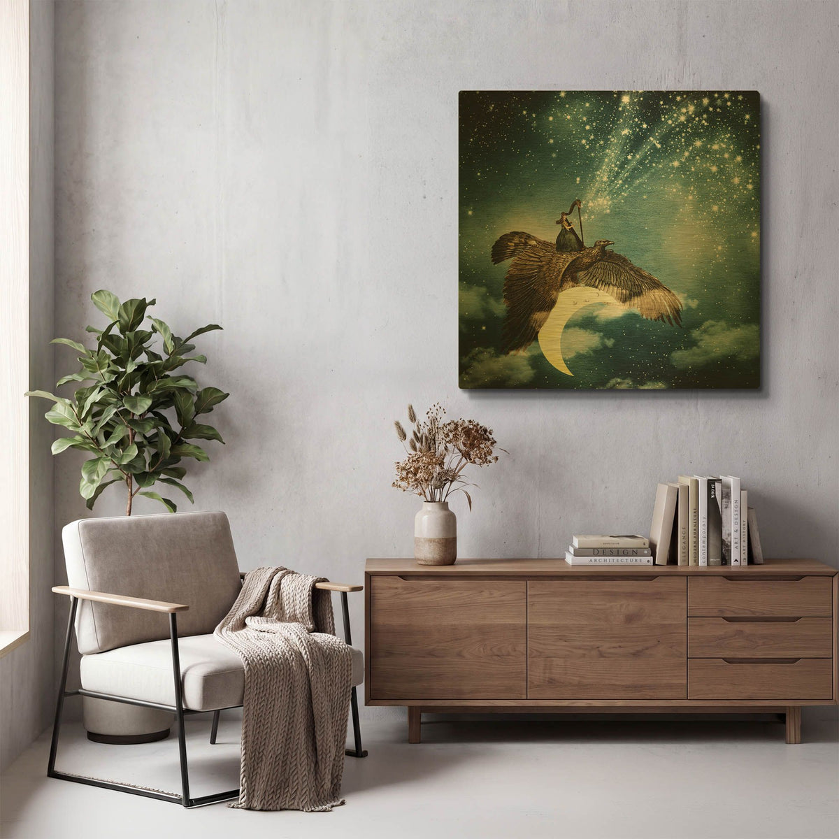 'The Night Goddess' By Paula Belle Flores Gold Metal Wall Art