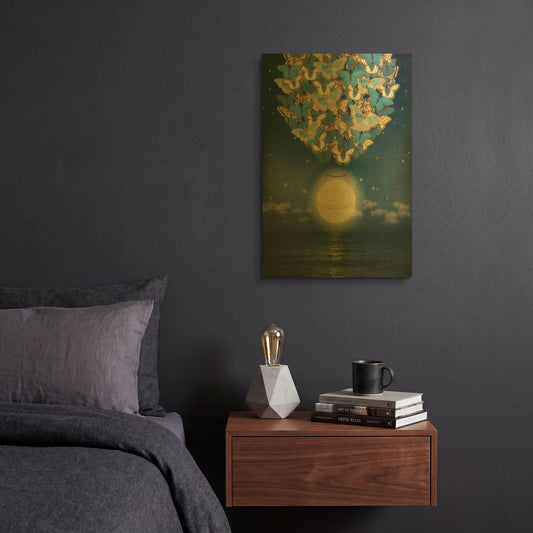 'The Rising Moon' By Paula Belle Flores Gold Metal Wall Art
