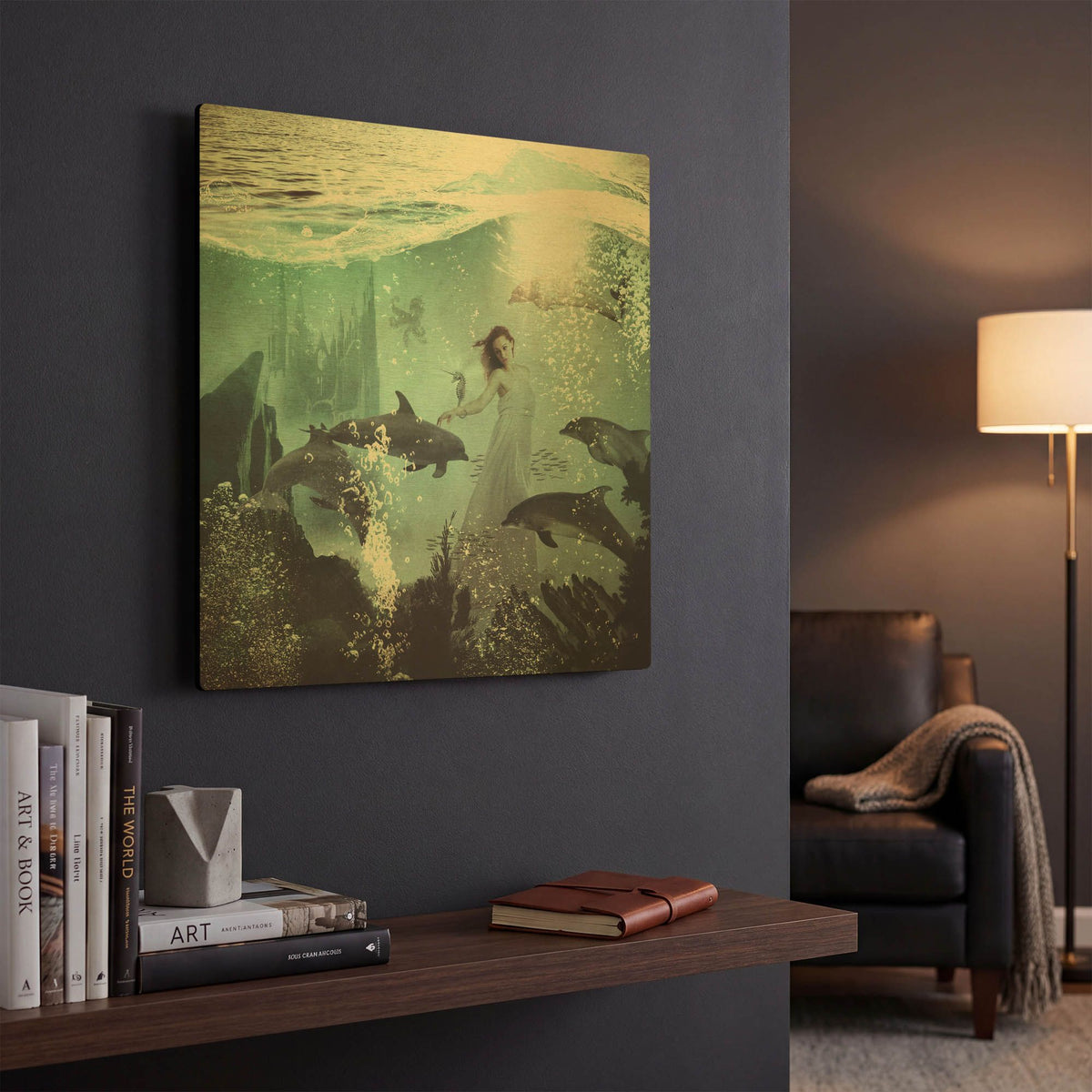 'The Sea Unicorn Lady' By Paula Belle Flores Gold Metal Wall Art