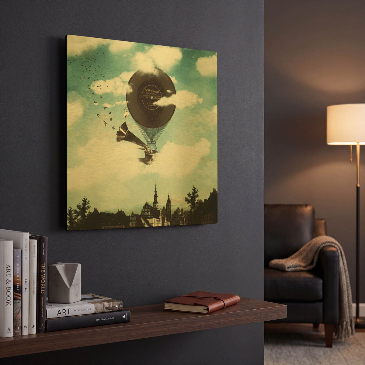 'The Travelling Ballerina' By Paula Belle Flores Gold Metal Wall Art
