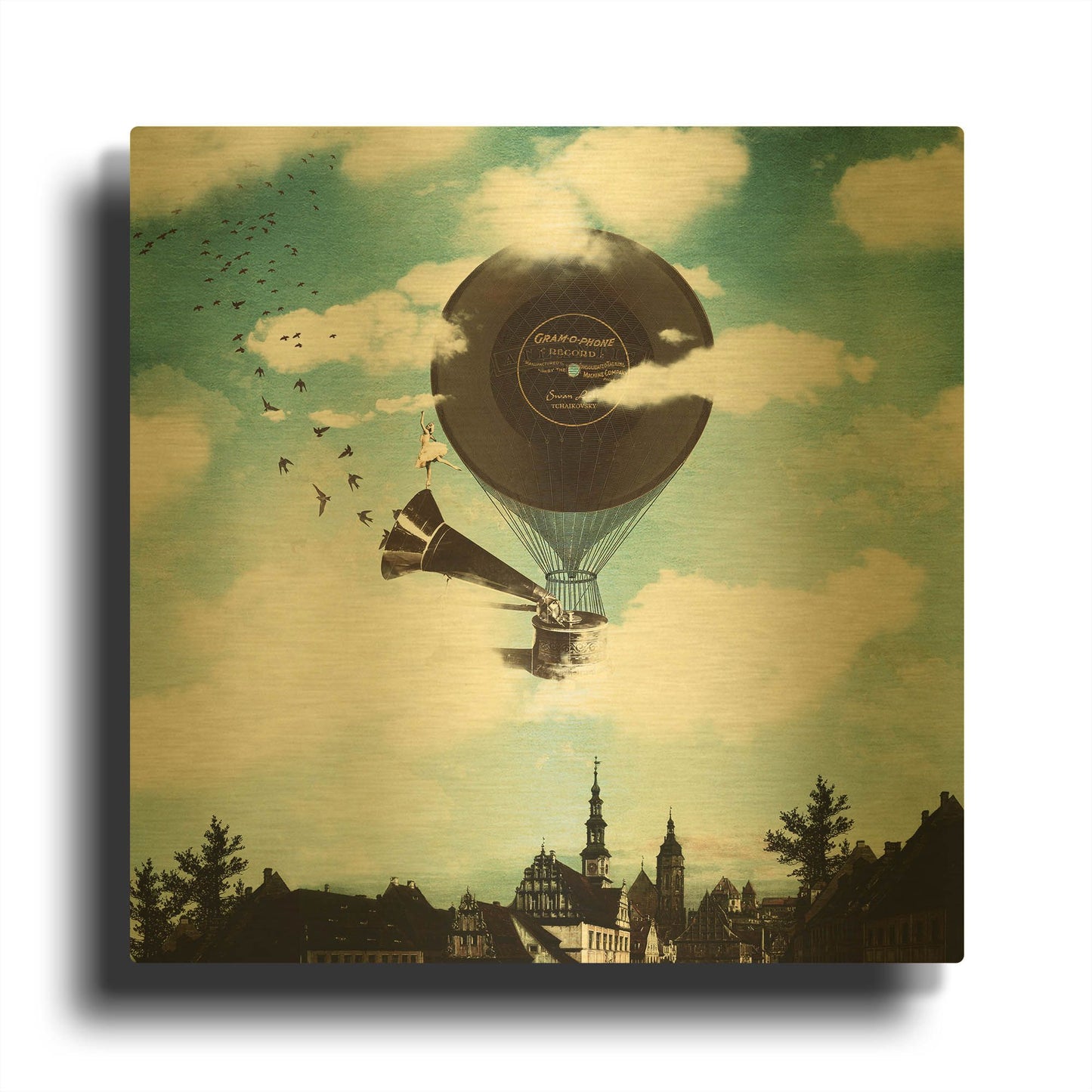 'The Travelling Ballerina' By Paula Belle Flores Gold Metal Wall Art