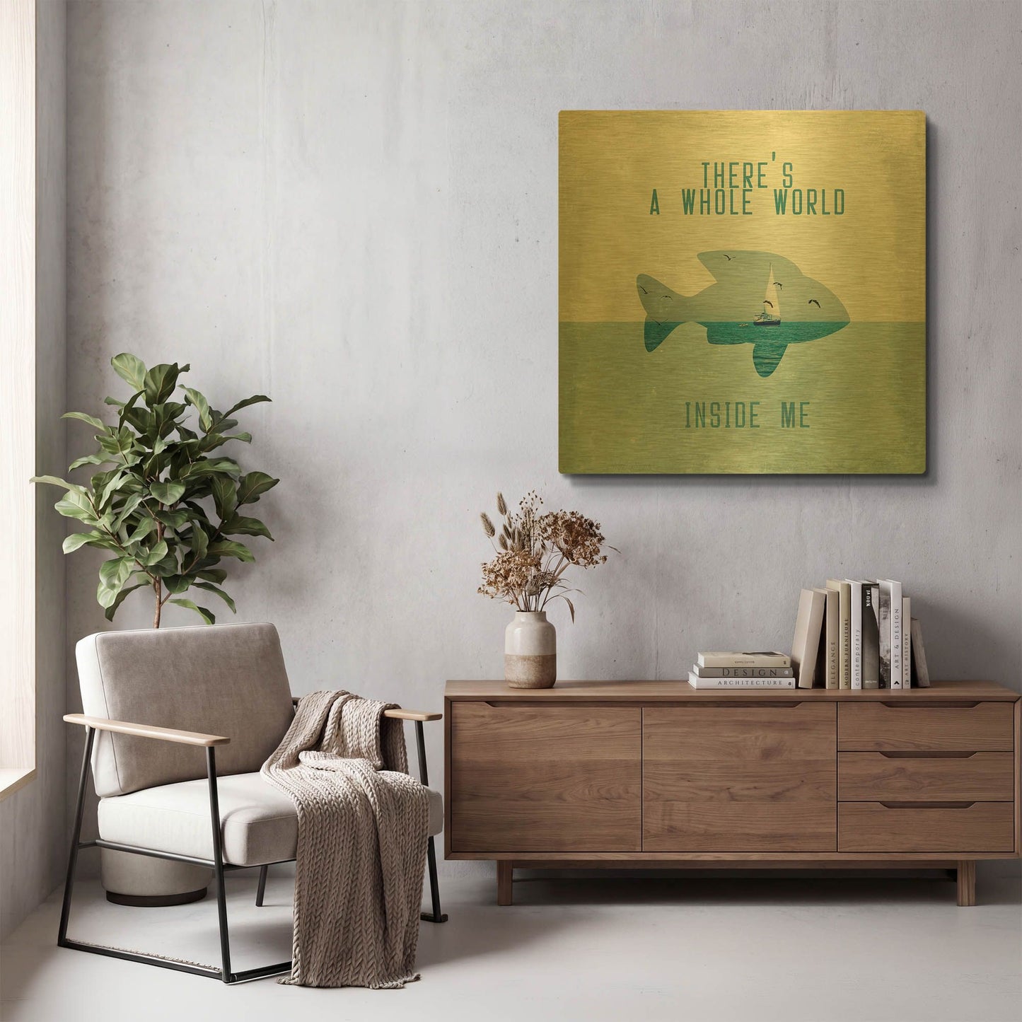 'There Is A World Inside of Me' By Paula Belle Flores Gold Metal Wall Art