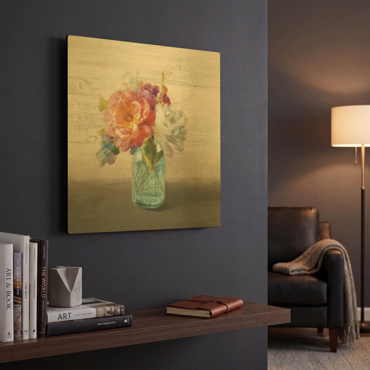 'French Cottage Bouquet I Mothers' By Danhui Nai Gold Metal Wall Art