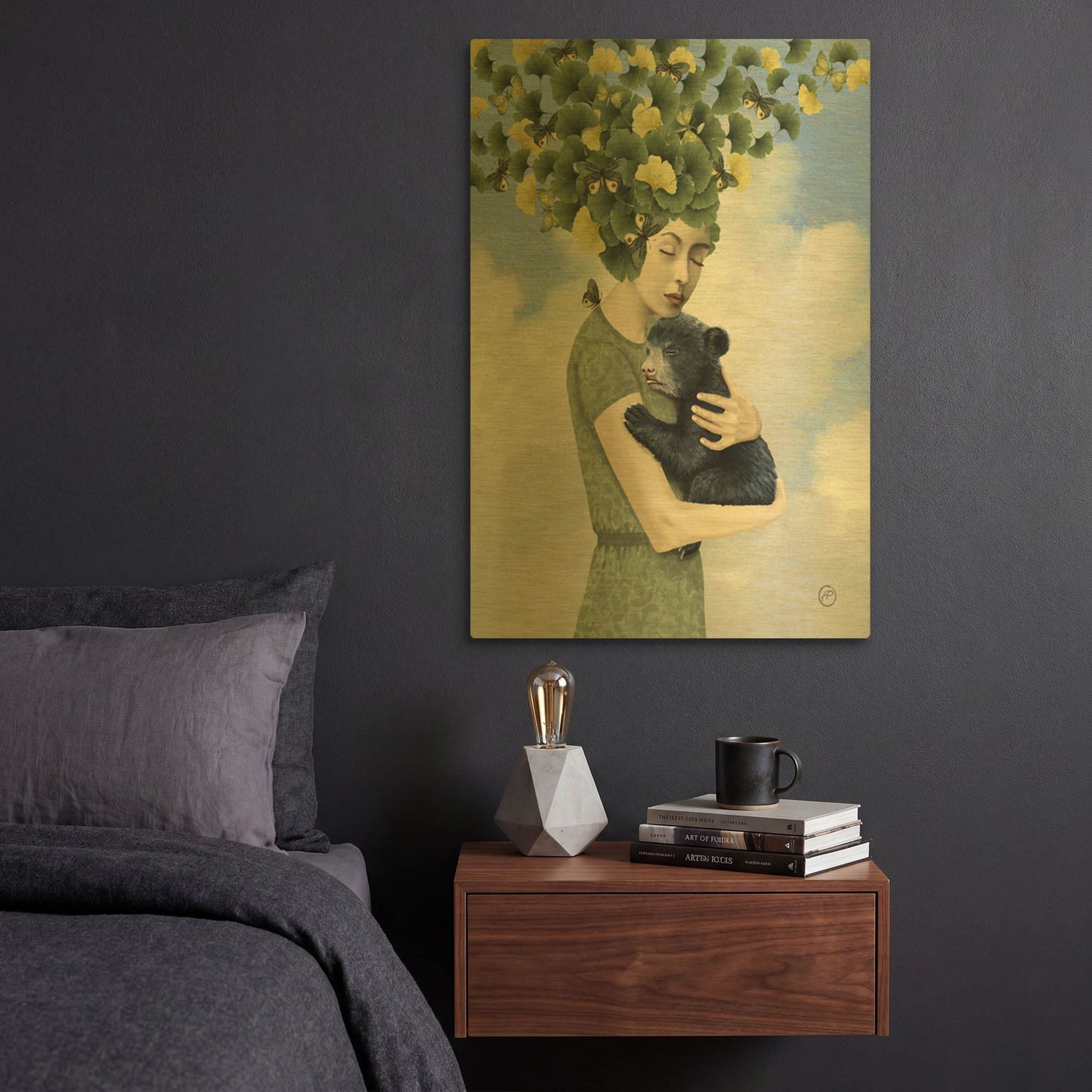 'You Are Safe - Bear' By Paula Belle Flores Gold Metal Wall Art