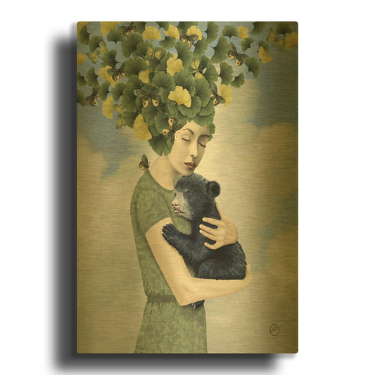 'You Are Safe - Bear' By Paula Belle Flores Gold Metal Wall Art