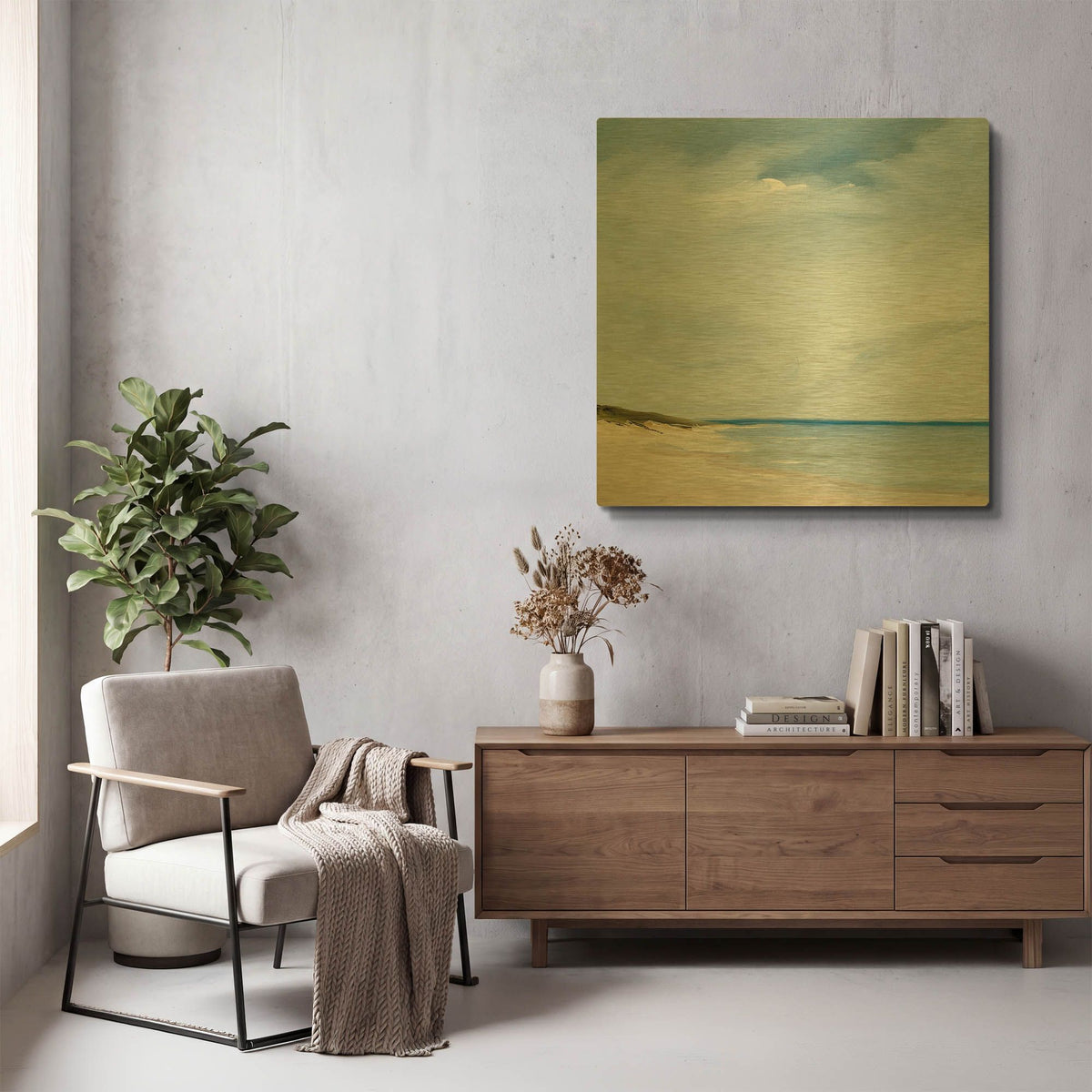 'Blue' By Rick Fleury Gold Metal Wall Art